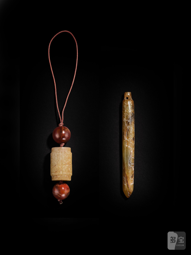 新石器時代　良渚文化　玉錐形器 | TWO JADE ORNAMENTS - 图2